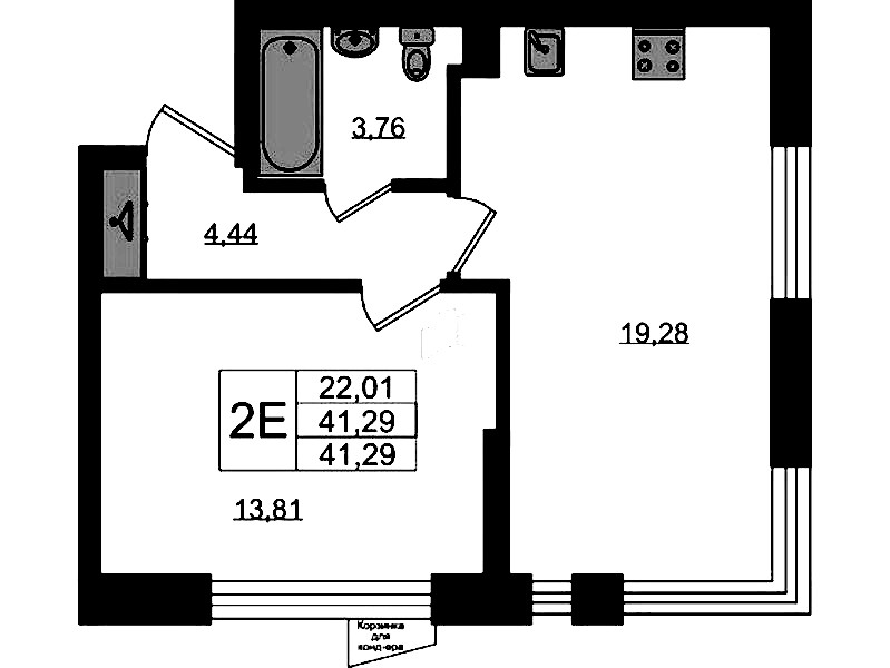 1-комнатная квартира 41.29 м², 1/11 эт., ЖК «VEREN NORT Сертолово»
